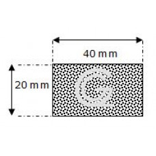 Rechthoekig mosrubber snoer | 20 x 40 mm | rol 25 meter